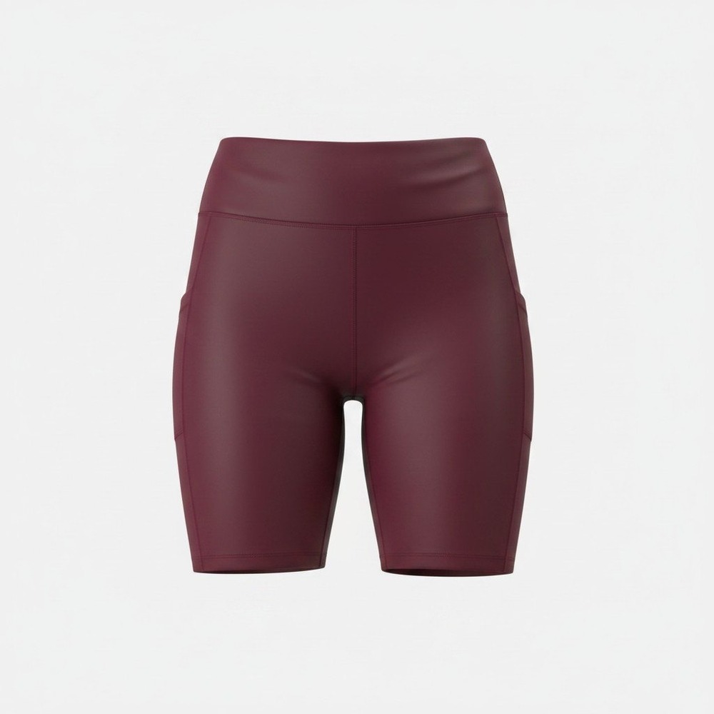 Women's High Waisted Biker Shorts Burgundy Athletic Yoga Shorts with Pockets 3XL